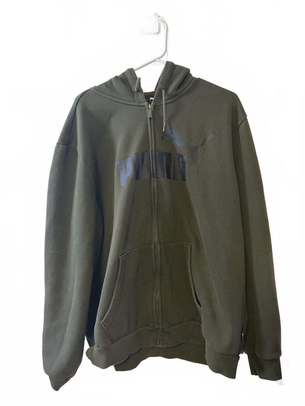 Puma Olive Green Full Zip Hoodie Sweatshirt
